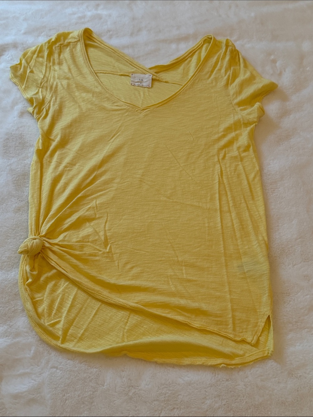 T.La Yellow Short Sleeve Knot-Detail Tee